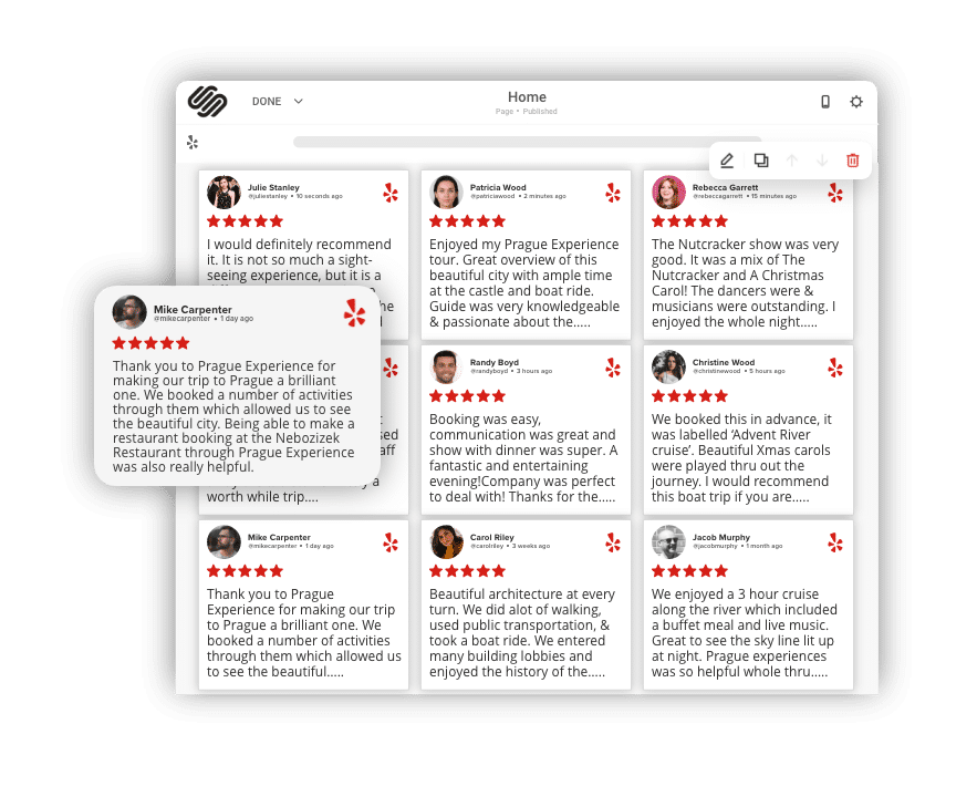 yelp reviews widget on squarespace